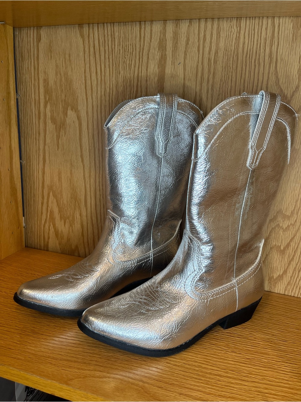 Arizona Jean Company Silver Metallic Western Cowgirl Boots
